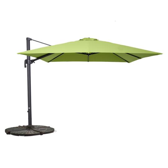 Parasol déporté professionnel carré 250g/m² (3 x 3m) rotatif 360° et 4 dalles lestées