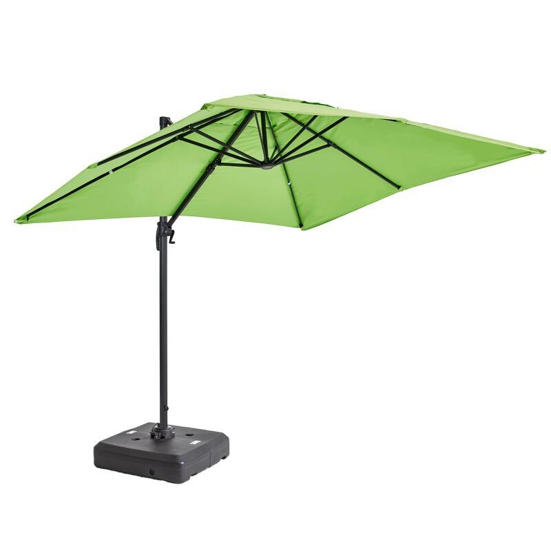 Parasol déporté professionnel rectangulaire 240g/m² 360° (2 x 3m) et Dalle à lester sur roues 100L