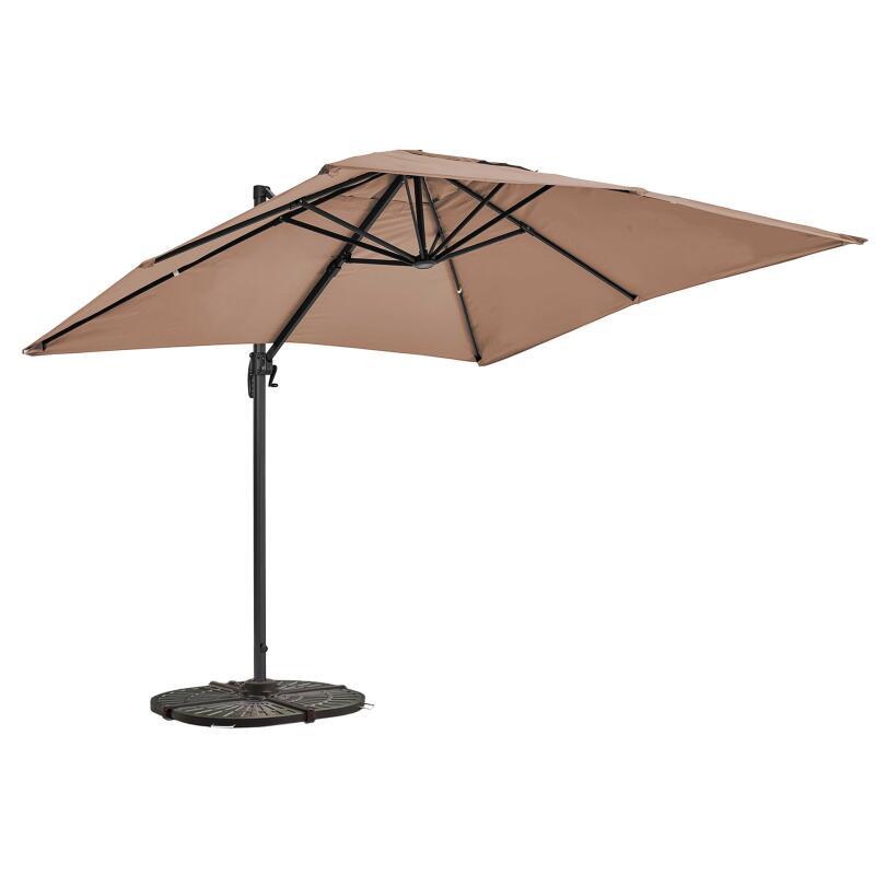 Parasol déporté professionnel rectangulaire 240g/m² rotatif 360° (2 x 3m) et 4 dalles lestées