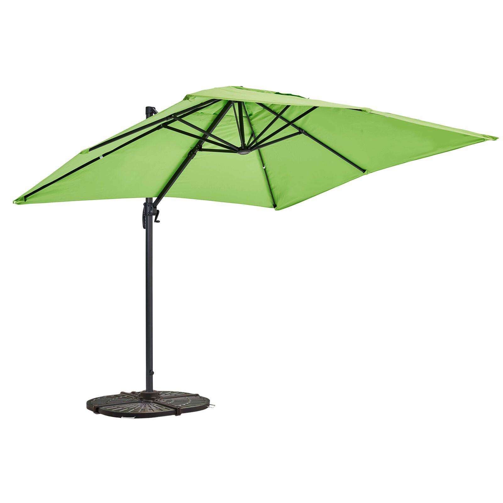Parasol déporté professionnel rectangulaire 240g/m² rotatif 360° (2 x 3m) et 4 dalles lestées