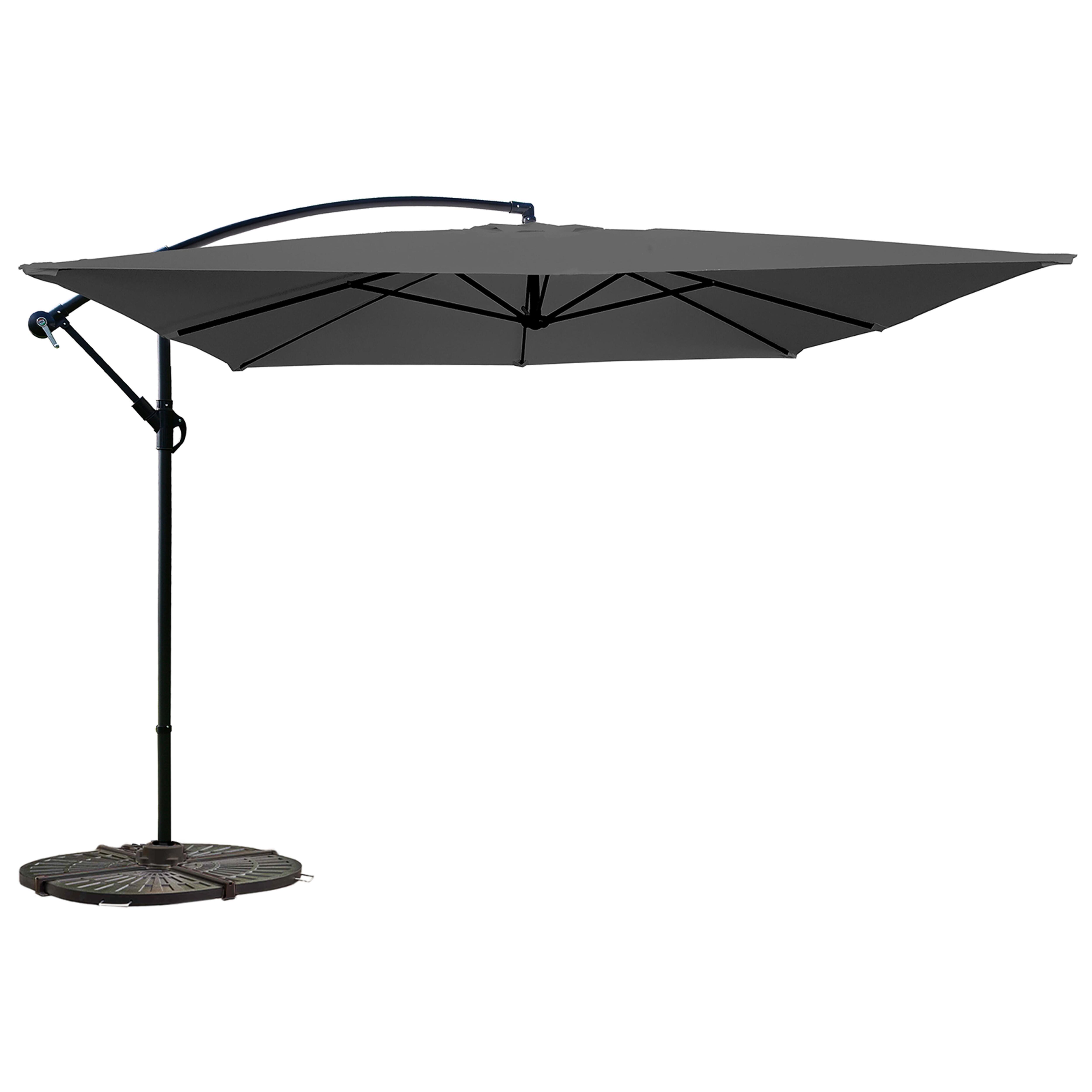 Parasol déporté professionnel 3x3 m carré 160g/m² et 4 dalles lestées - Ensemble parasol déporté rotatif 160g/m² (3 x 3m) + 4 dalles lestées