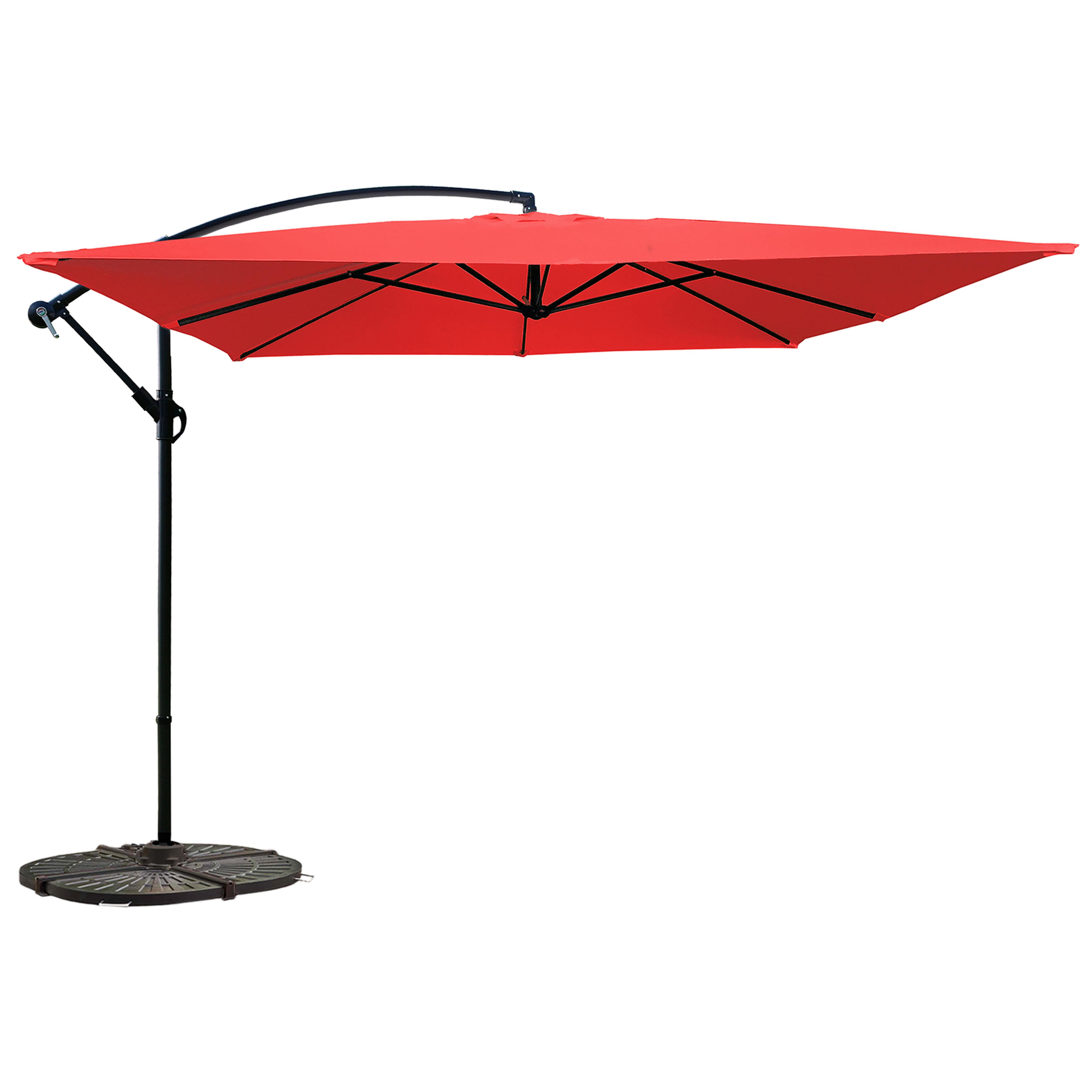 Parasol déporté professionnel 3x3 m carré 160g/m² et 4 dalles lestées - Ensemble parasol déporté rotatif 160g/m² (3 x 3m) + 4 dalles lestées