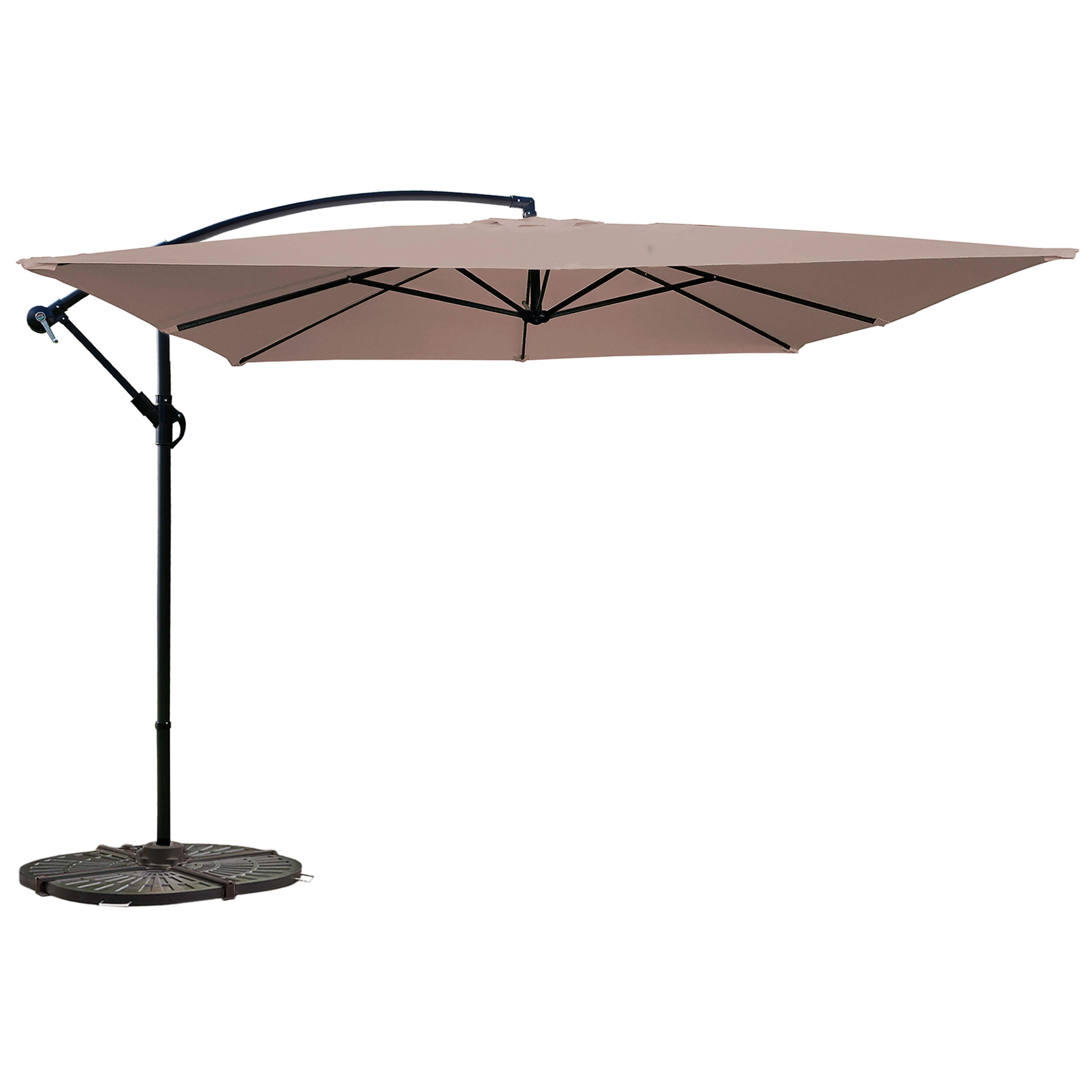 Parasol déporté professionnel 3x3 m carré 160g/m² et 4 dalles lestées - Ensemble parasol déporté rotatif 160g/m² (3 x 3m) + 4 dalles lestées