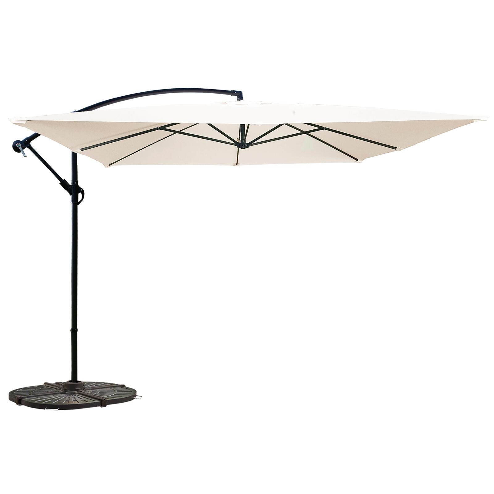 Parasol déporté professionnel 160g/m² (3 x 3m) et 4 dalles lestées