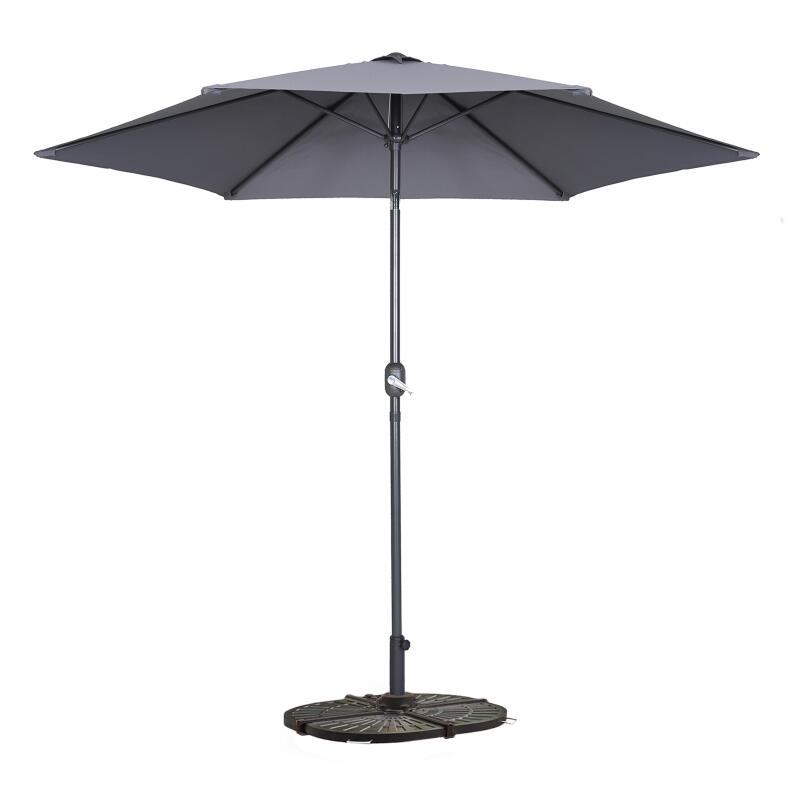 Parasol professionnel droit inclinable 180g/m² (Ø3m) avec pied pliant et 4 dalles lestées