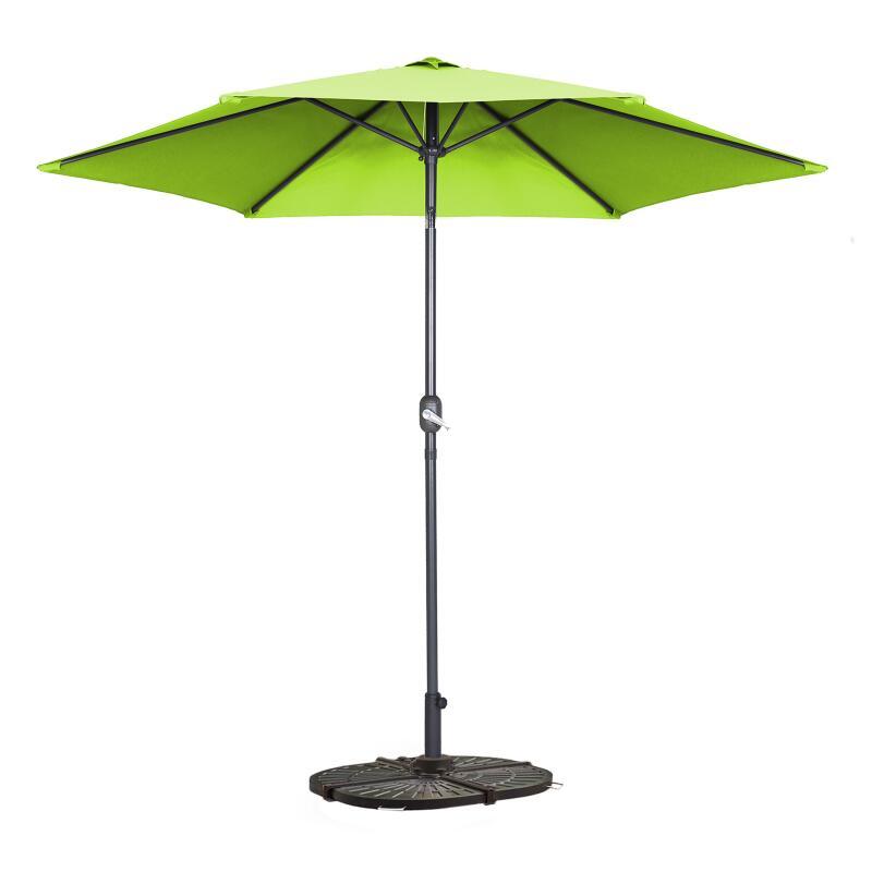 Parasol professionnel droit inclinable 180g/m² (Ø3m) avec pied pliant et 4 dalles lestées