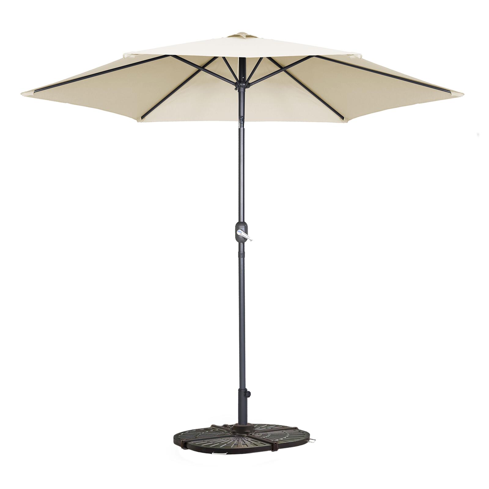 Parasol professionnel droit inclinable 180g/m² (Ø3m) avec pied pliant et 4 dalles lestées