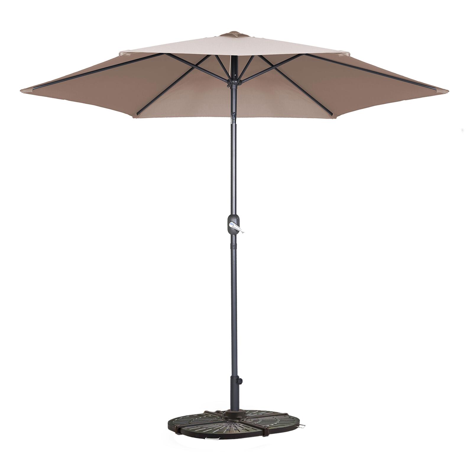 Parasol professionnel droit inclinable 180g/m² (Ø3m) avec pied pliant et 4 dalles lestées