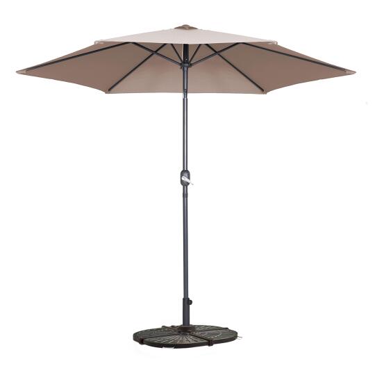 Parasol professionnel droit inclinable 180g/m² (Ø3m) avec pied pliant et 4 dalles lestées