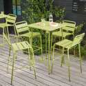 Table de bar (70 cm) et 4 chaises hautes en métal