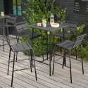 Table de bar (70 cm) et 4 chaises hautes en métal