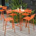 Table de bar (70 cm) et 4 chaises hautes en métal