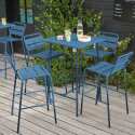 Table de bar (70 cm) et 4 chaises hautes en métal