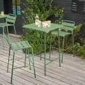Ensemble table haute (70 cm) et 2 chaises en métal