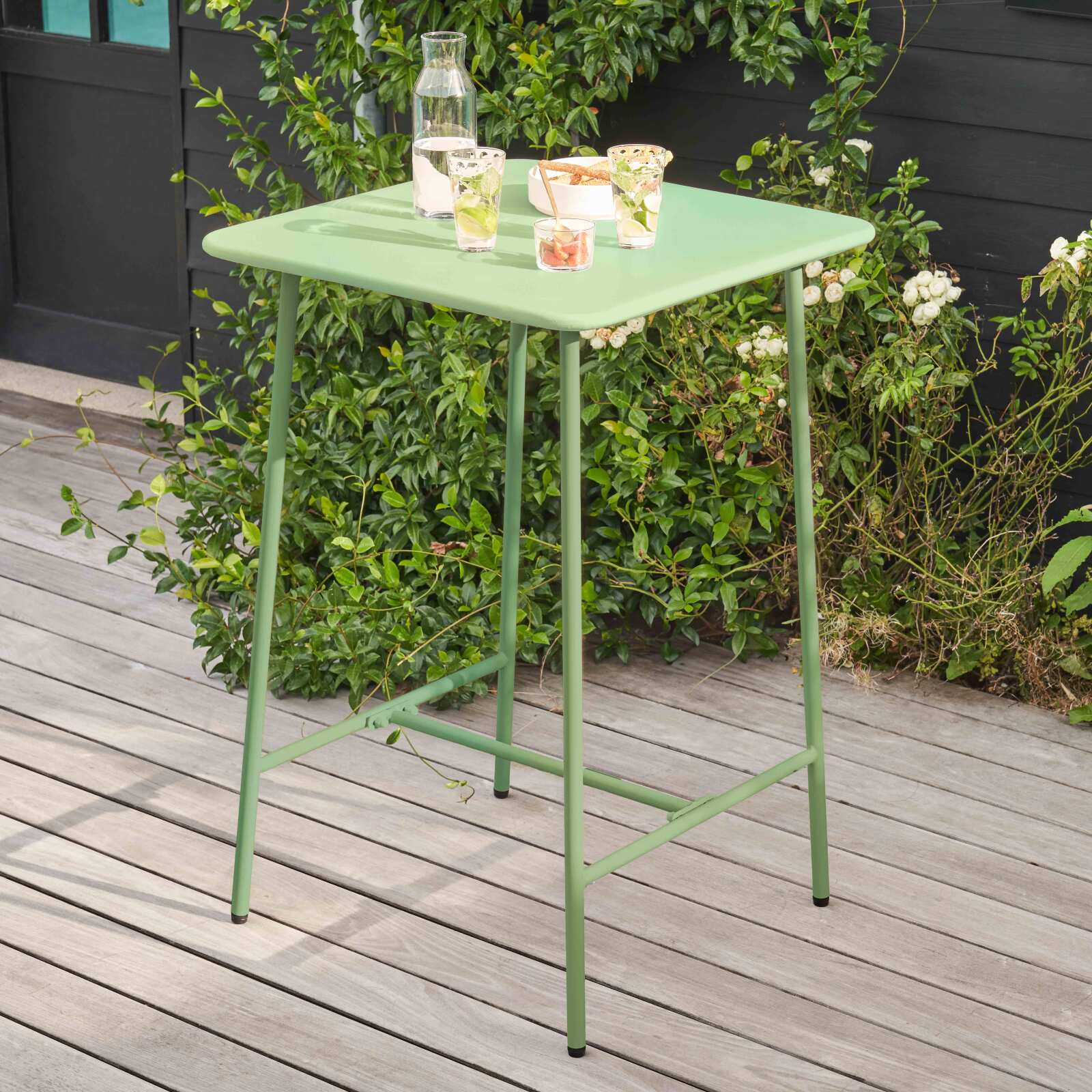 Table de bar carrée en métal (70 cm) - 4 places