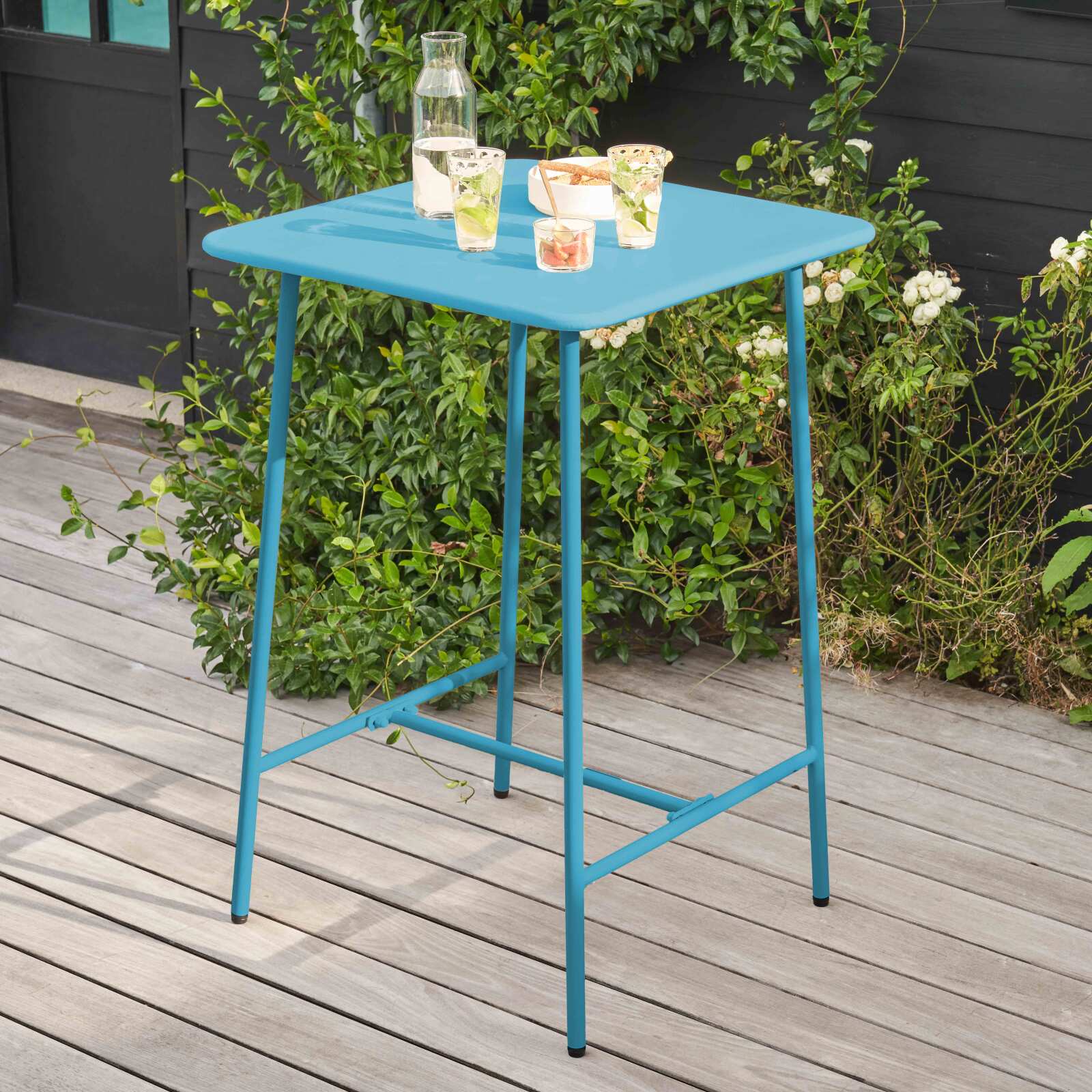 Table de restaurant haute carrée en métal (70 cm) - 4 places