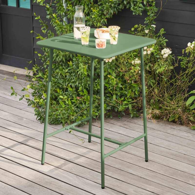 Table de restaurant haute carrée en métal (70 cm) - 4 places