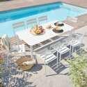 Table de terrasse rectangulaire 185 x 92 cm et 8 chaises en aluminium