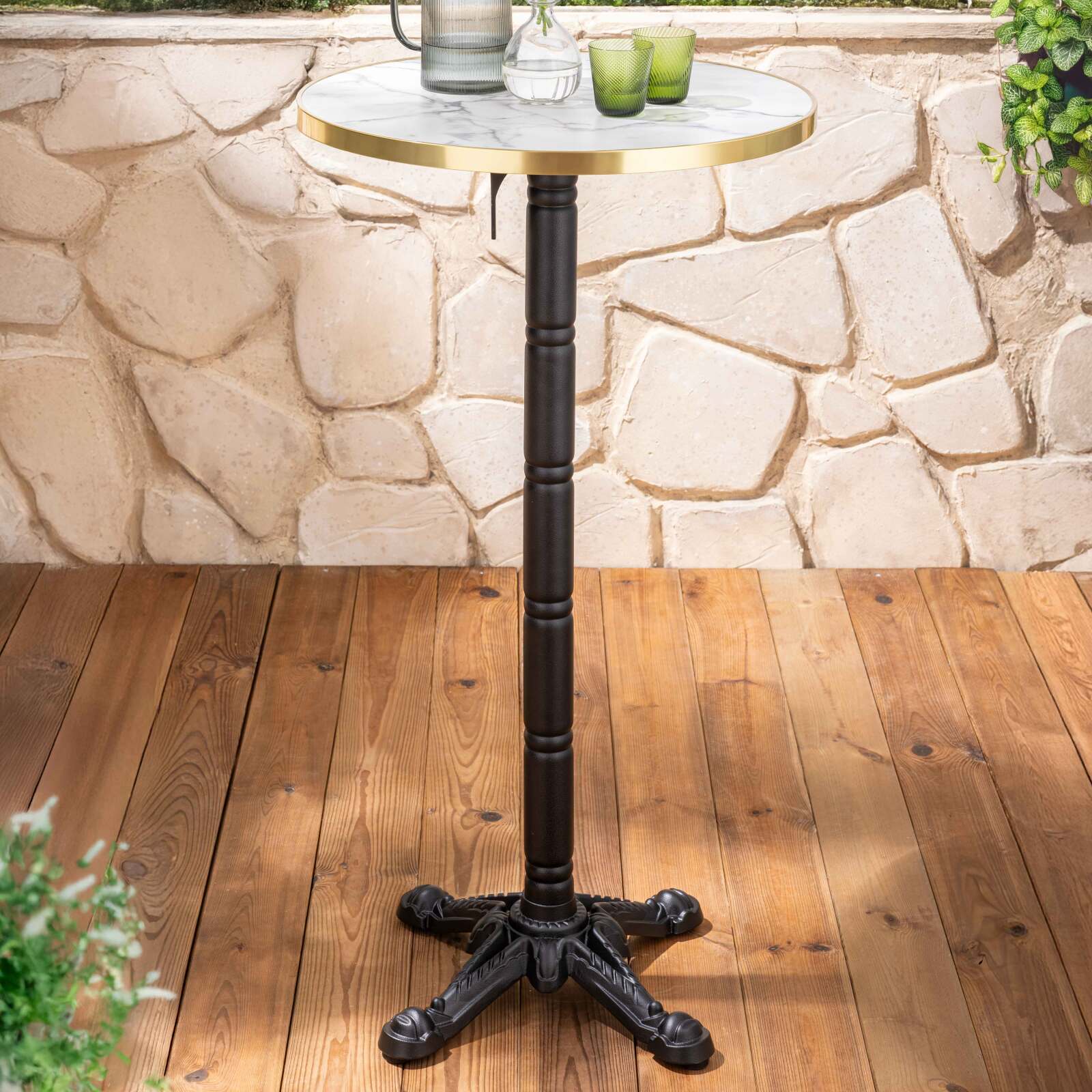 Table haute inclinable Ø 60 cm en contreplaqué avec revêtement stratifié et bords en aluminium