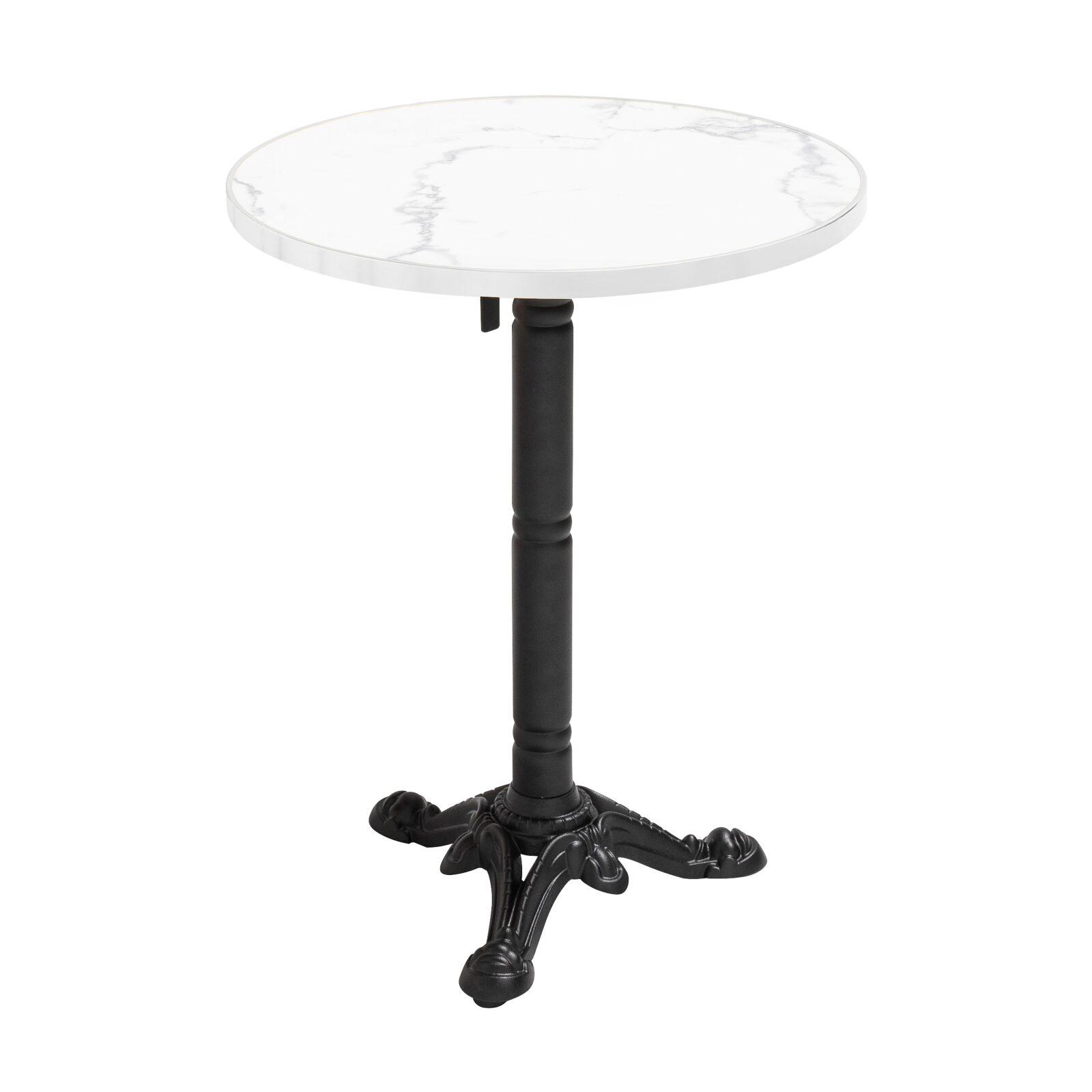 Table à manger ronde inclinable Ø 60 cm en contreplaqué avec revêtement stratifié et bords en aluminium