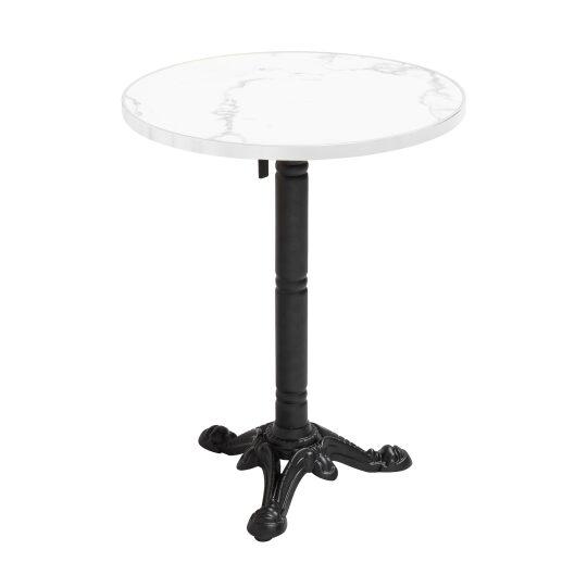 Table à manger ronde inclinable Ø 60 cm en contreplaqué avec revêtement stratifié et bords en aluminium