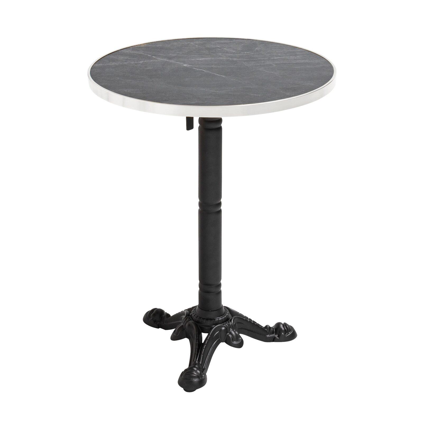 Table à manger ronde inclinable Ø 60 cm en contreplaqué avec revêtement stratifié et bords en aluminium