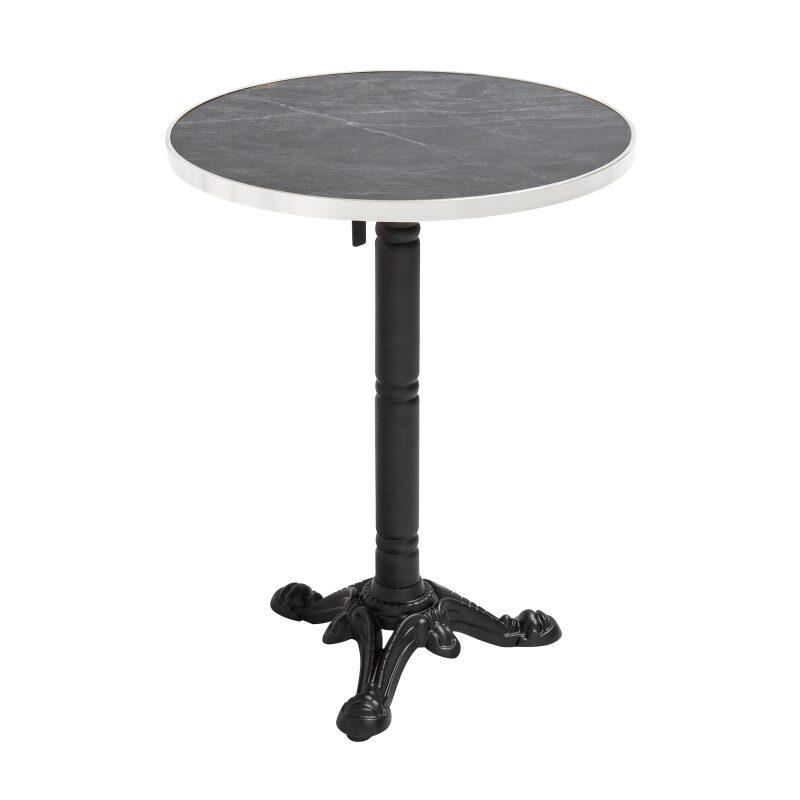 Table à manger ronde inclinable Ø 60 cm en contreplaqué avec revêtement stratifié et bords en aluminium