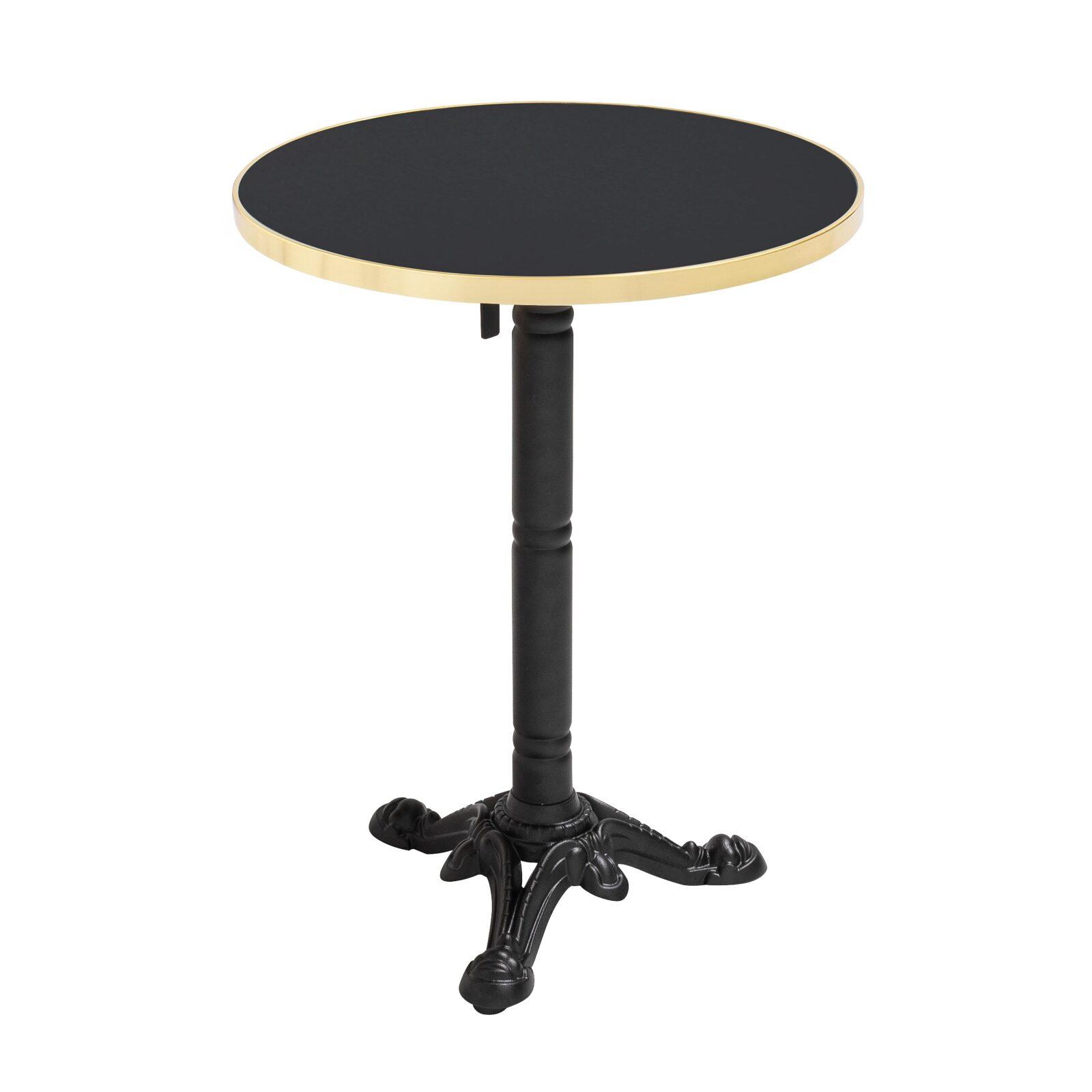 Table à manger ronde inclinable Ø 60 cm en contreplaqué avec revêtement stratifié et bords en aluminium