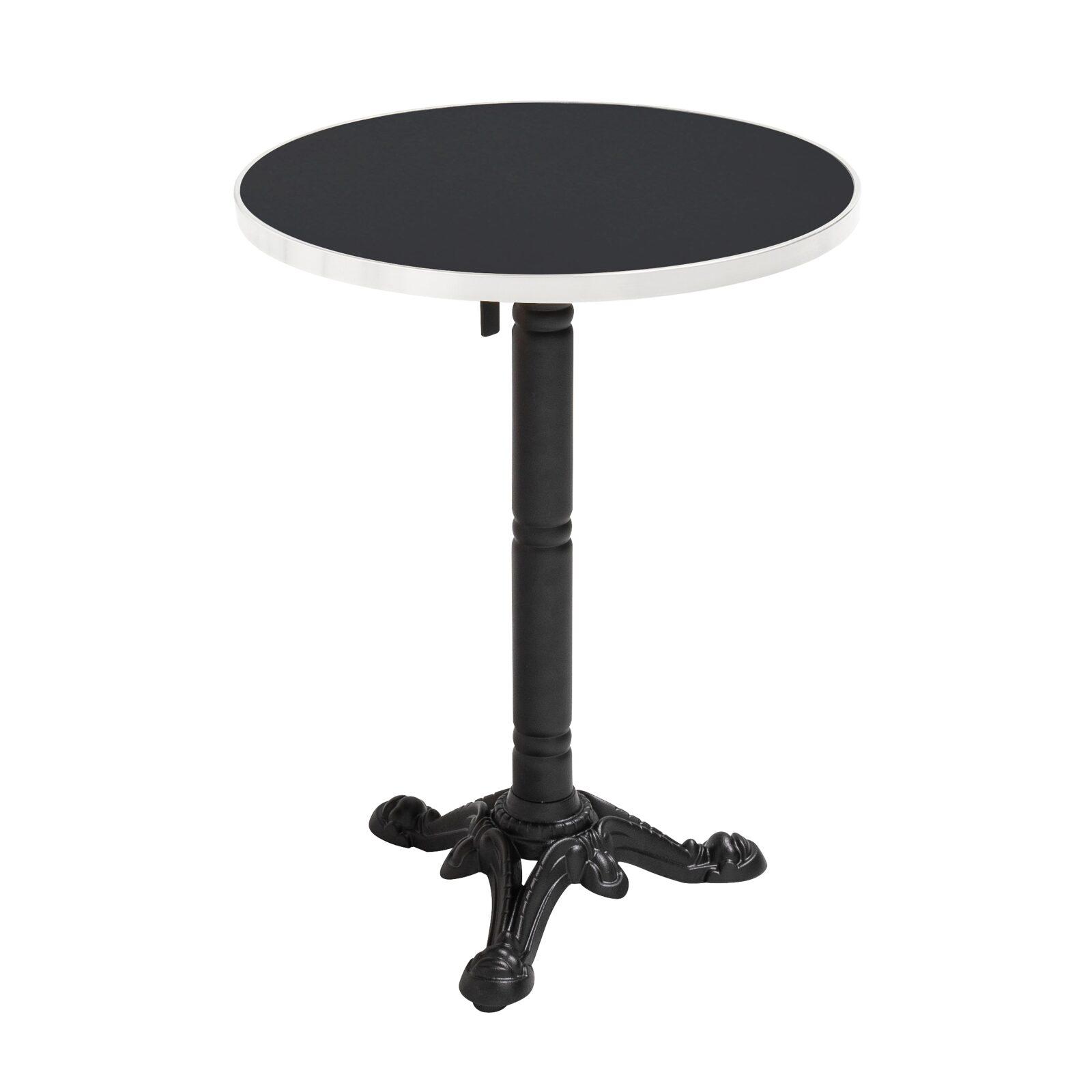 Table à manger ronde inclinable Ø 60 cm en contreplaqué avec revêtement stratifié et bords en aluminium