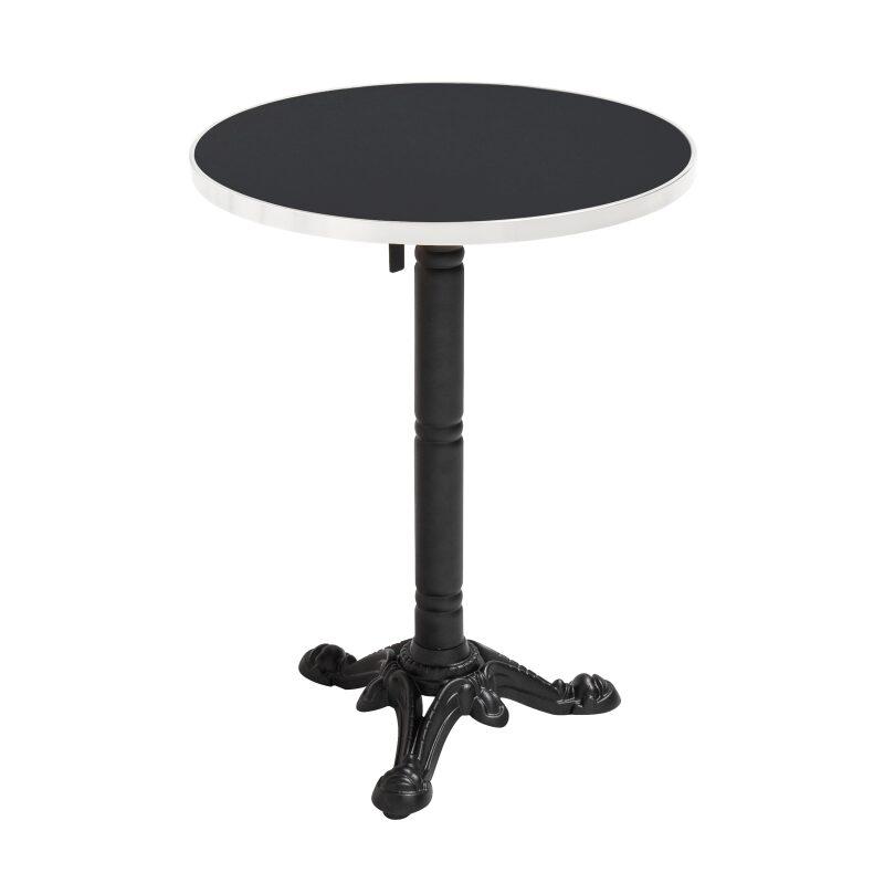 Table à manger ronde inclinable Ø 60 cm en contreplaqué avec revêtement stratifié et bords en aluminium