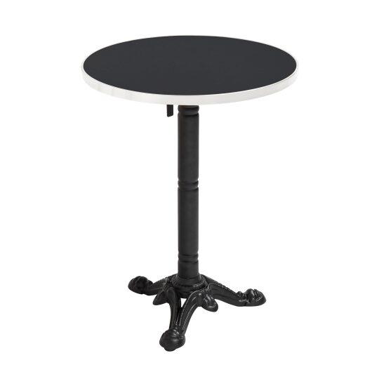 Table à manger ronde inclinable Ø 60 cm en contreplaqué avec revêtement stratifié et bords en aluminium