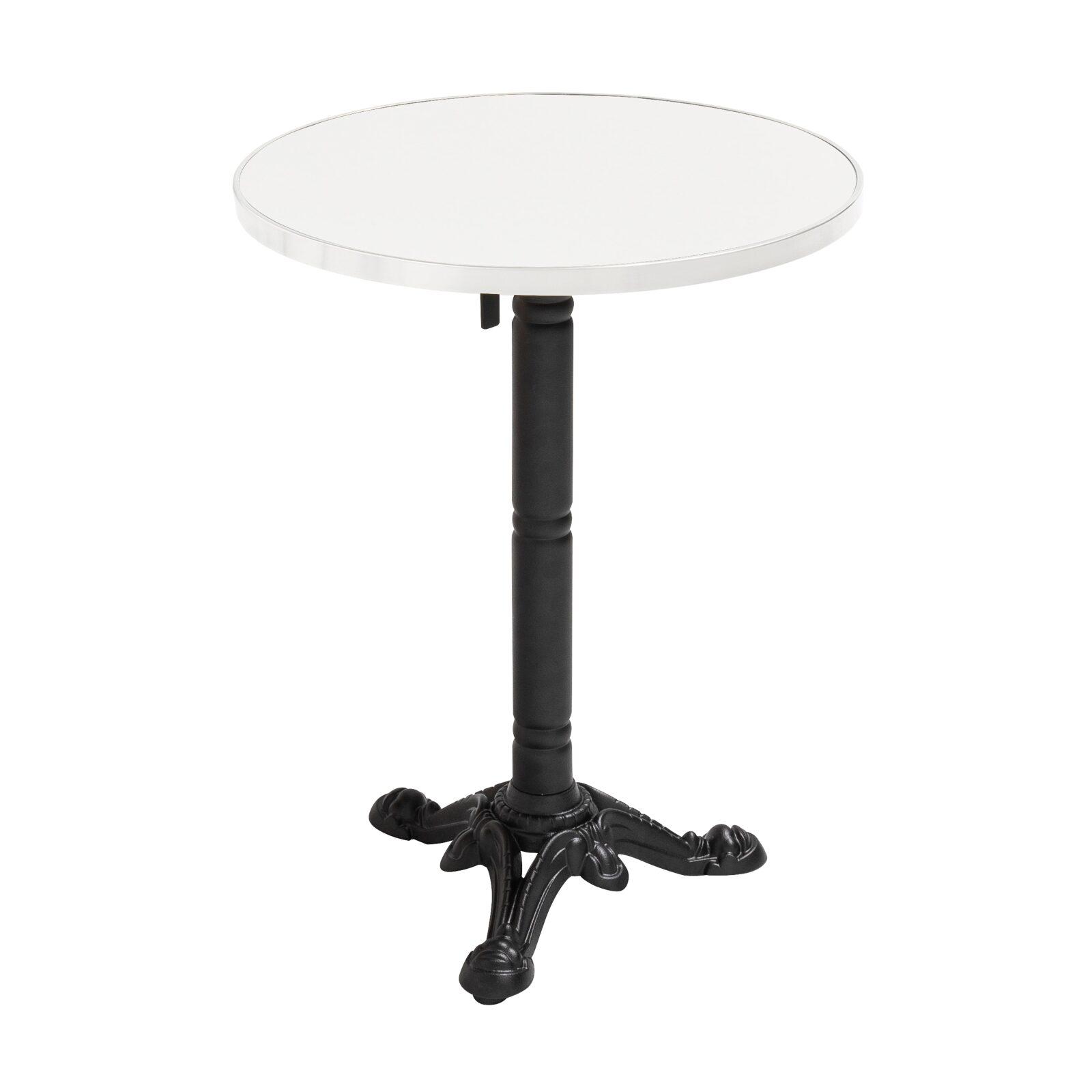 Table à manger ronde inclinable Ø 60 cm en contreplaqué avec revêtement stratifié et bords en aluminium