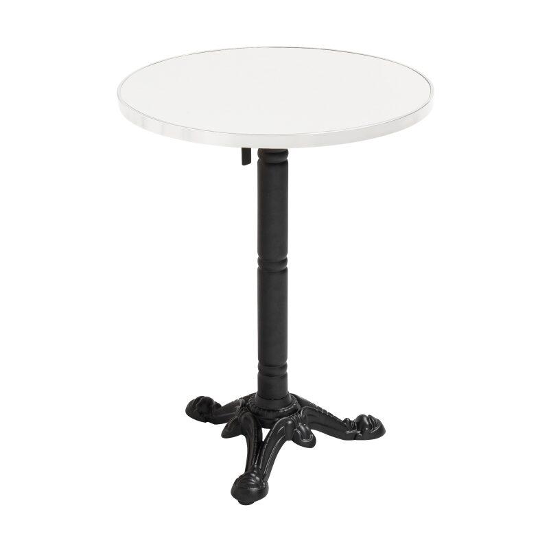 Table à manger ronde inclinable Ø 60 cm en contreplaqué avec revêtement stratifié et bords en aluminium