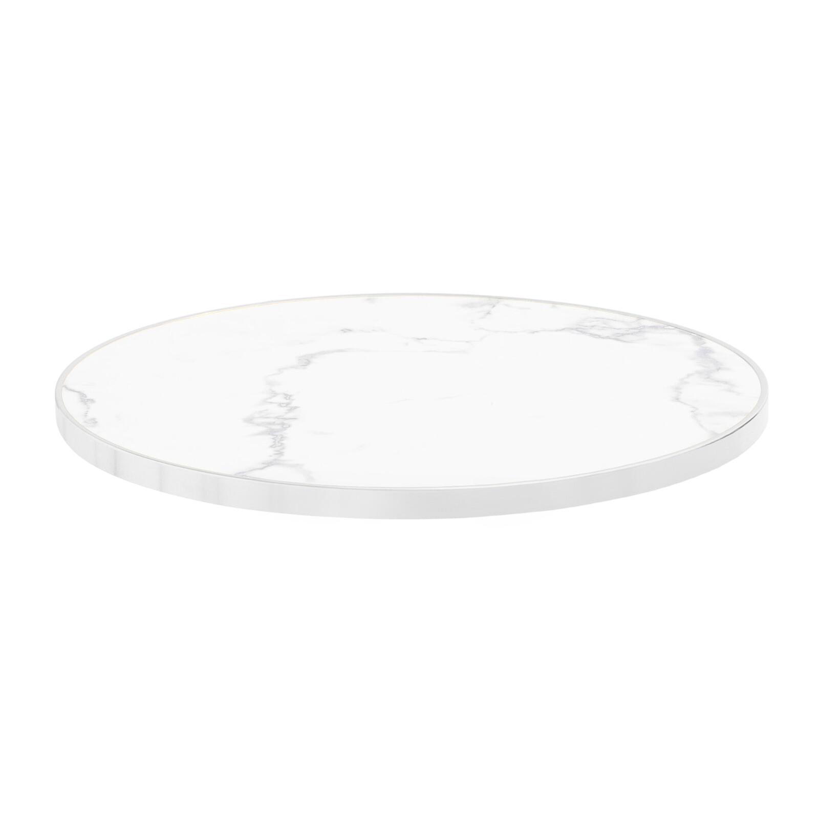 Table à manger ronde inclinable Ø 60 cm en contreplaqué avec revêtement stratifié et bords en aluminium