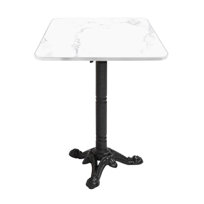 Table à manger inclinable 60 x 60 cm en contreplaqué avec revêtement stratifié et bords en aluminium