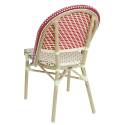 Chaise de terrasse de restaurant style bistrot parisien en aluminium et rotin synthétique
