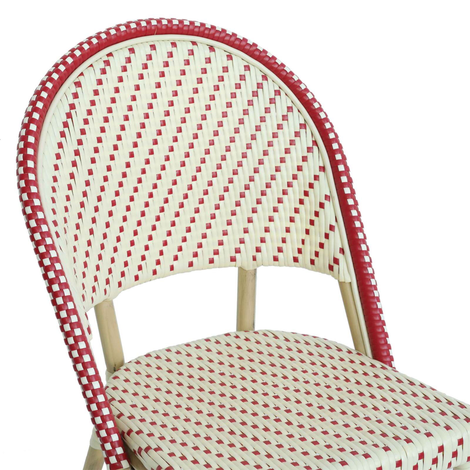 Chaise de terrasse de restaurant style bistrot parisien en aluminium et rotin synthétique