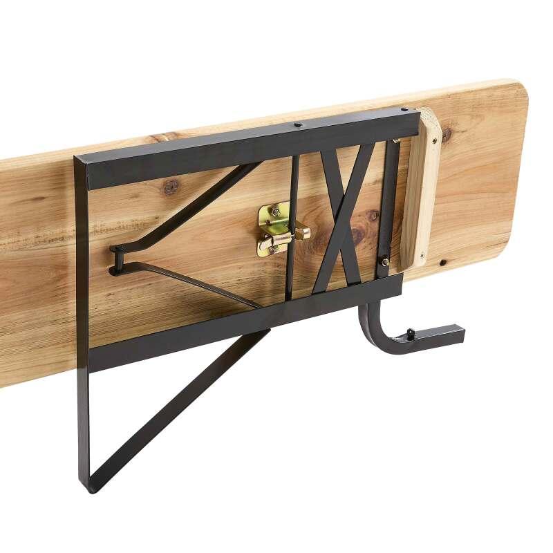 Table brasserie et 2 bancs pliants en bois avec dossiers 8 places 180x60 cm