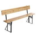 Table brasserie et 2 bancs pliants en bois avec dossiers 8 places 180x60 cm