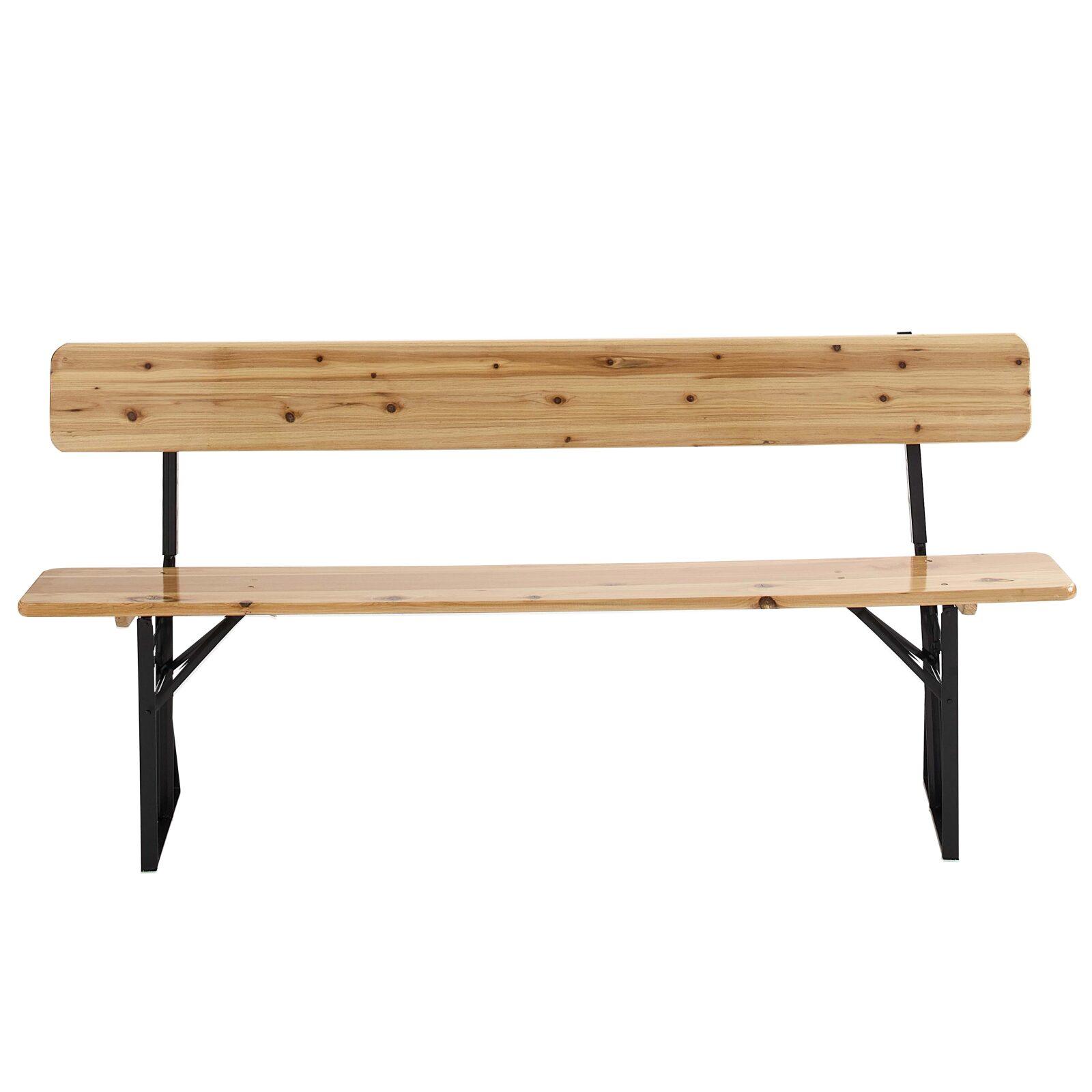 Banc pliable de brasserie en bois avec dossier 3 places 180 cm - Lot de 2