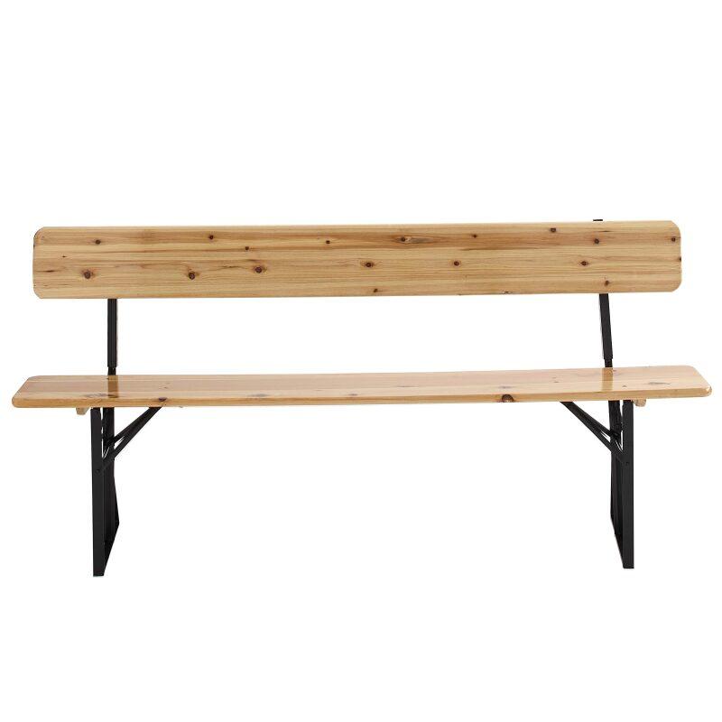 Banc pliable de brasserie en bois avec dossier 3 places 180 cm - Lot de 2