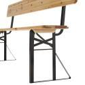Banc pliable de brasserie en bois avec dossier 3 places 180 cm - Lot de 2