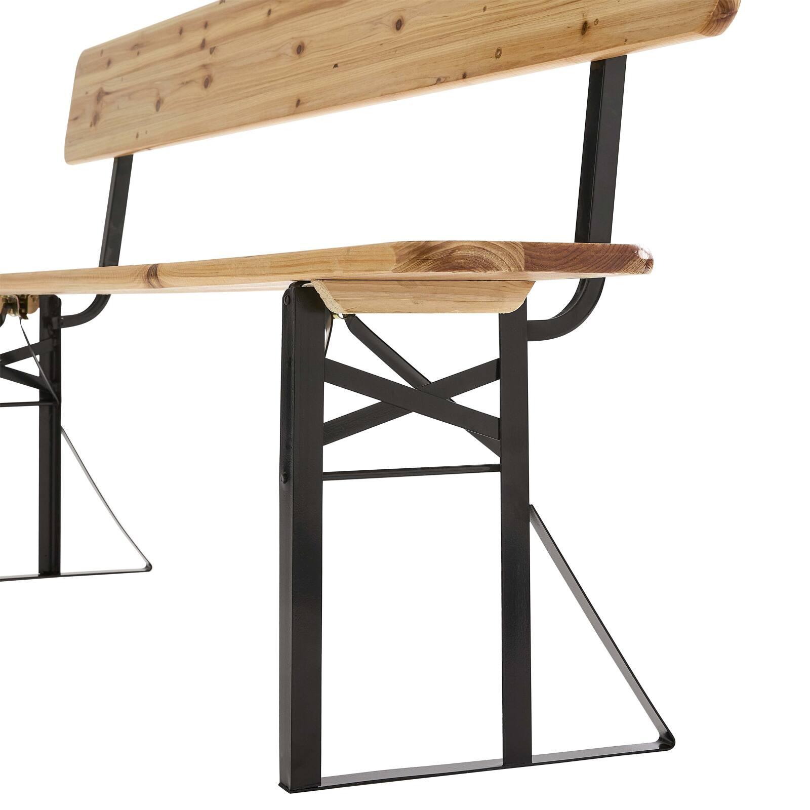 Banc pliable de brasserie en bois avec dossier 3 places 180 cm - Lot de 2