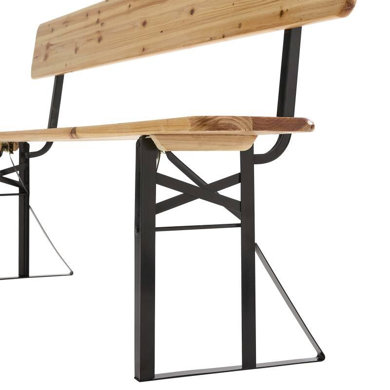 Banc pliable de brasserie en bois avec dossier 3 places 180 cm - Lot de 2