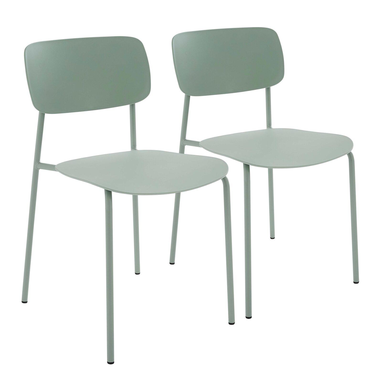 Lot de 2 chaises en acier et plastique