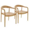 Lot de 2 chaises en bois d'orme naturel avec accoudoirs