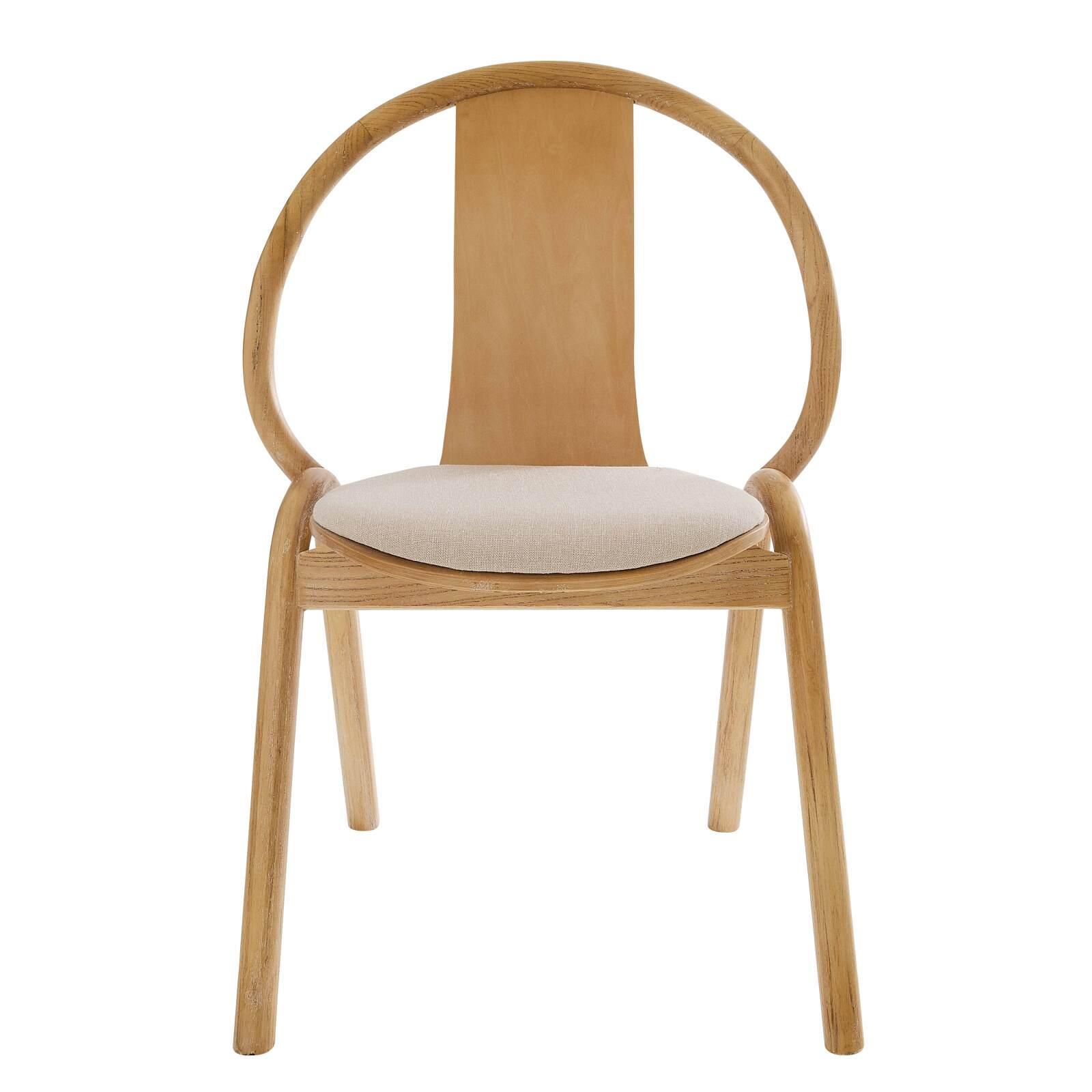 Lot de 2 chaises en bois d'orme et assise en tissu Lot de 2 chaises en bois d'orme et assise en tissu