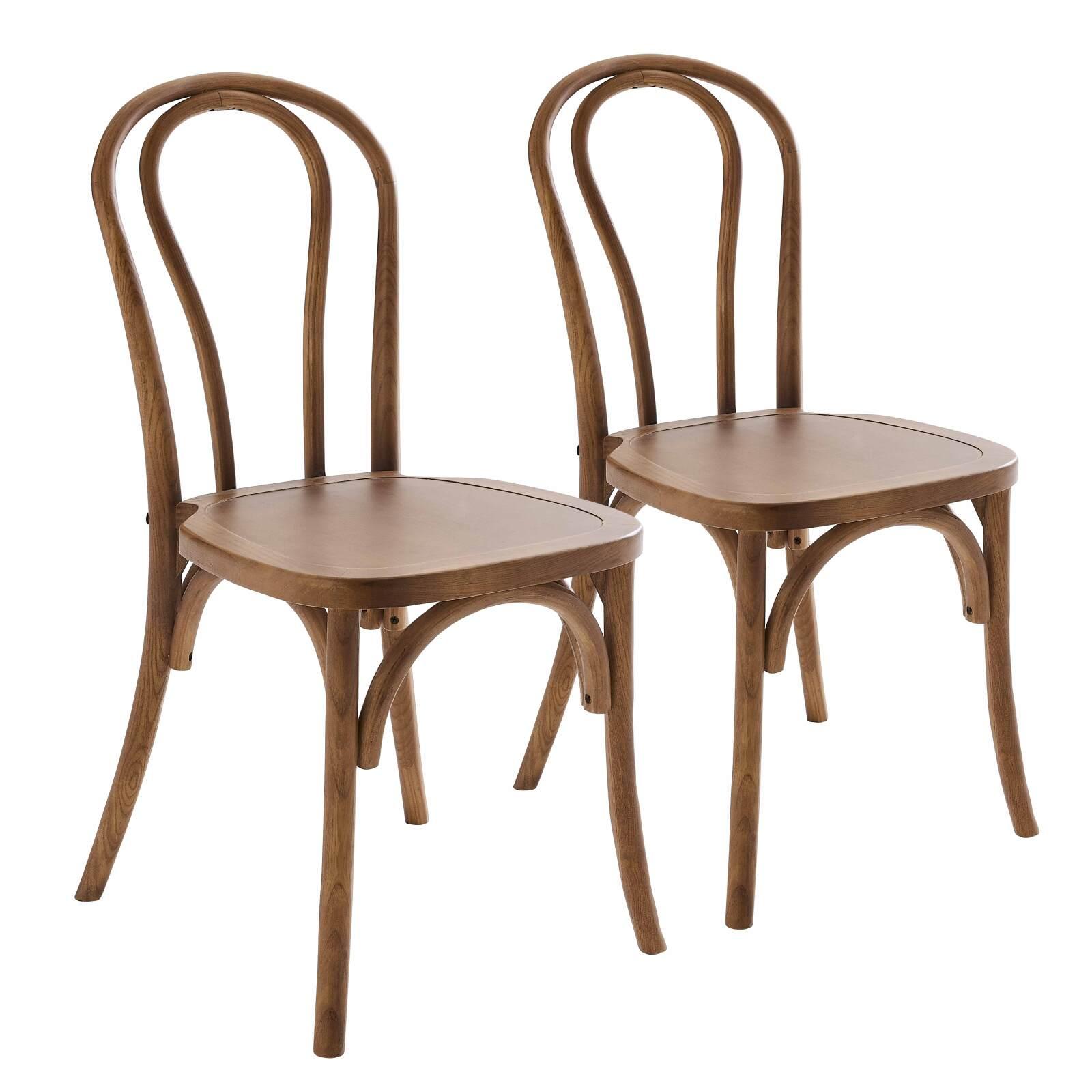 Lot de 2 chaises style bistrot - Bois d'orme foncé Lot de 2 chaises style bistrot - Bois d'orme foncé