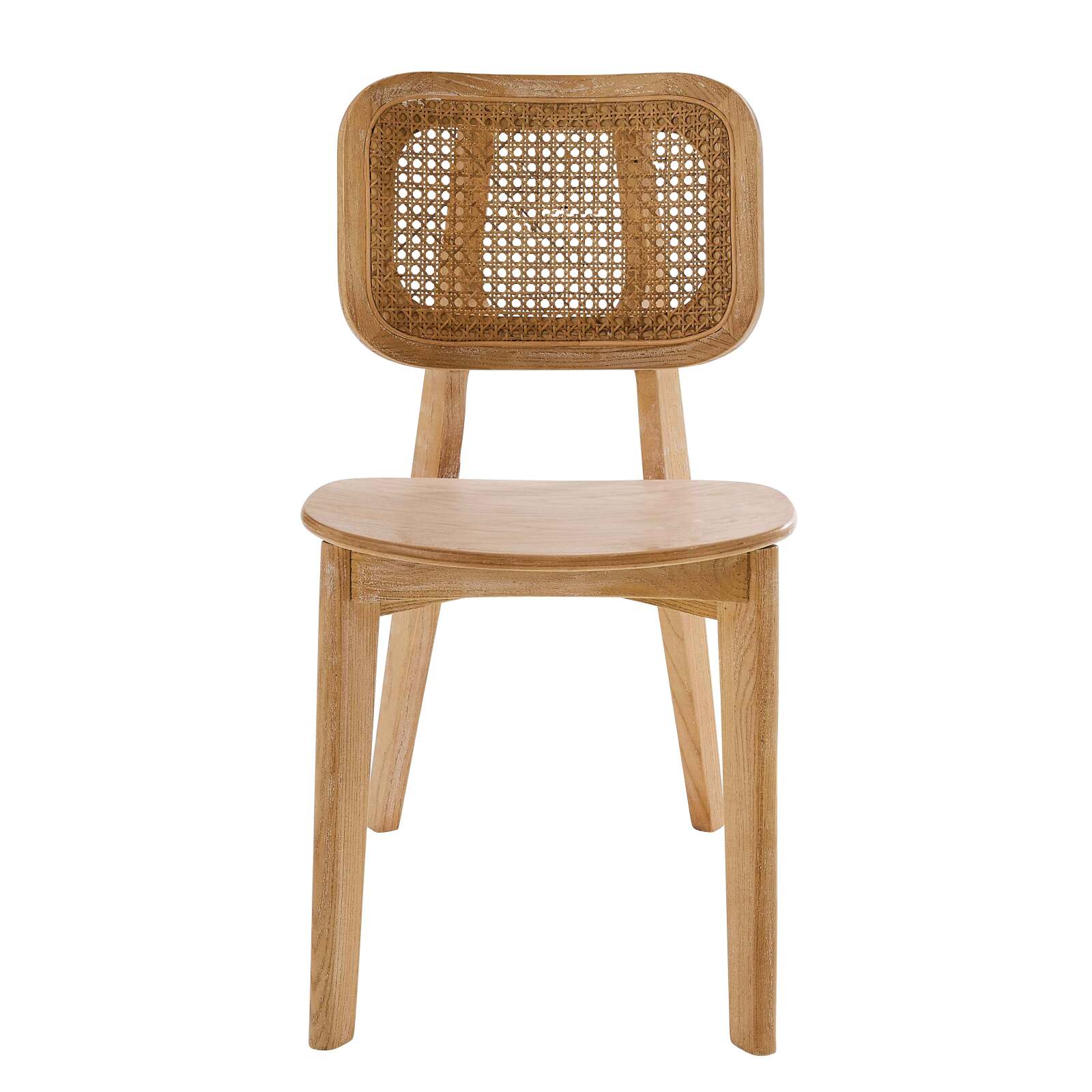 Lot de 2 chaises en bois d'orme et rotin naturel Lot de 2 chaises en bois d'orme et rotin naturel