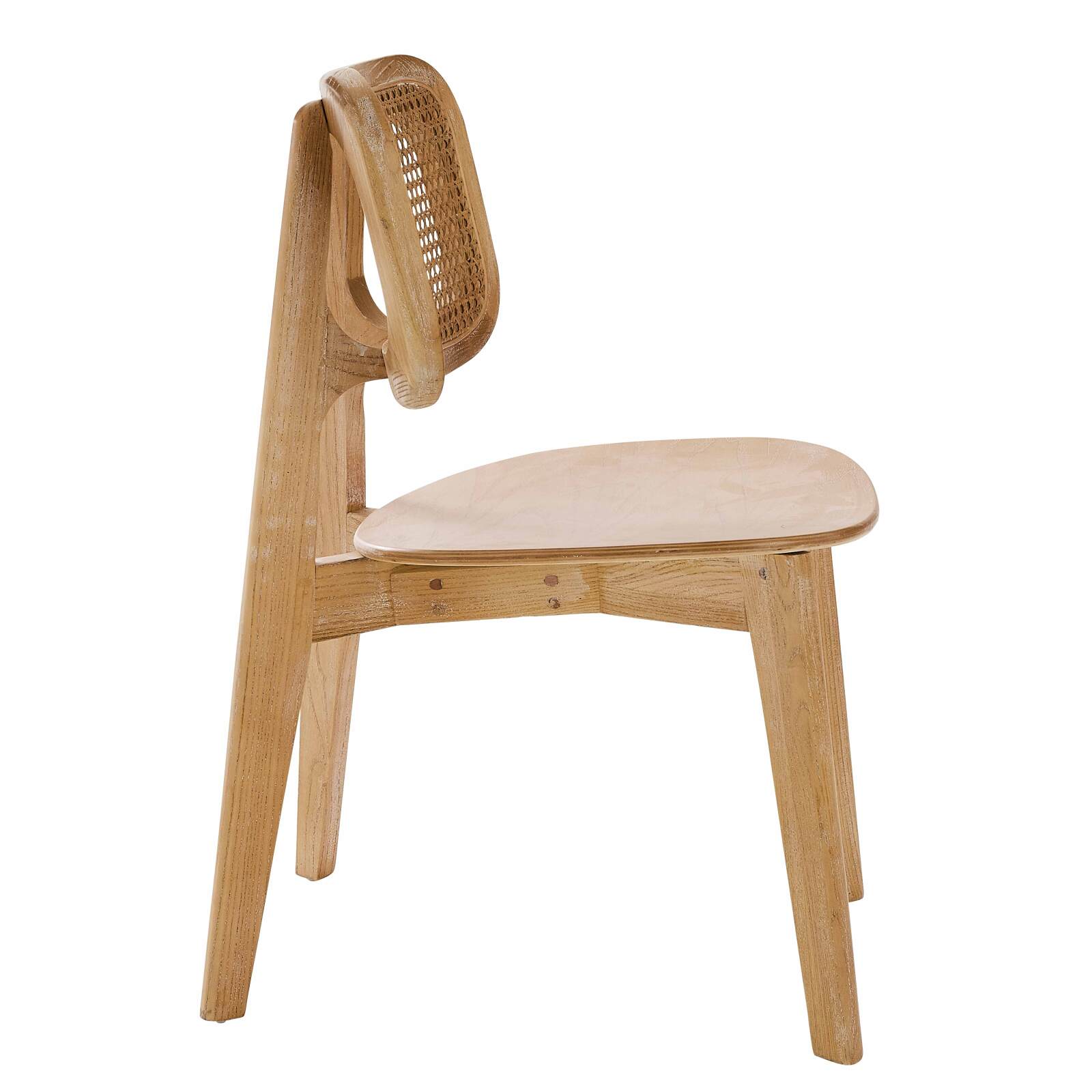 Lot de 2 chaises en bois d'orme et rotin naturel Lot de 2 chaises en bois d'orme et rotin naturel